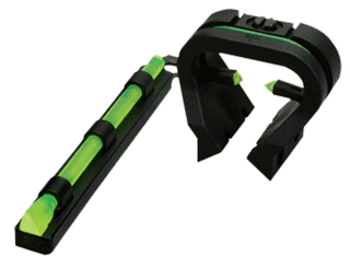 The HI-VIZ TRI-VIZ is a customizable highly visible green fiber optic sight set for shotguns.